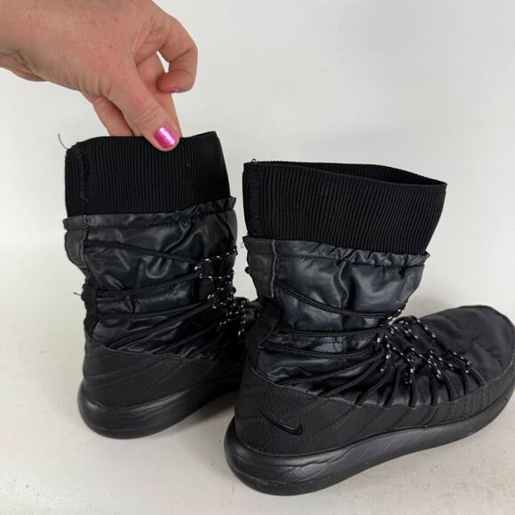 Nike Roshe 2 High Boots Womens 7.5 Black Leather Lace-Up Round Toe Ankle Outdoor - Picture 10 of 10